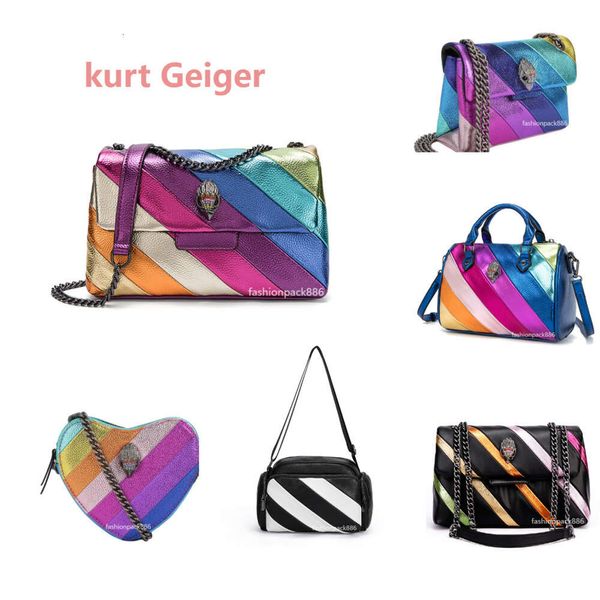 Kurt Geiger Handbag Eagle Heart Bag Rainbow Bolsa de luxo de luxo Couro Bolsa de ombro Designer de ombro masculino Crossbody Pink Travel Travel Chain Chain Chest