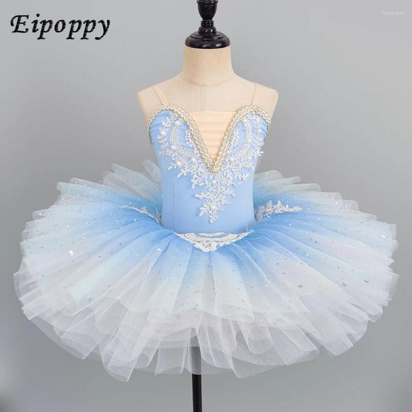 Stage Wear Wear Children's Professional Ballet Dance Dress Girls Véu macio Cloth Tulle Tutu Salia