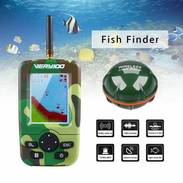 Aksesuarlar Taşınabilir Sonar LCD Kablosuz Balık Bulucu Balıkçılık Cazibesi Yankı Siren Balıkçılık Bulucu Fishfinder Araçları Açık Balık Aksesuarları Bulun