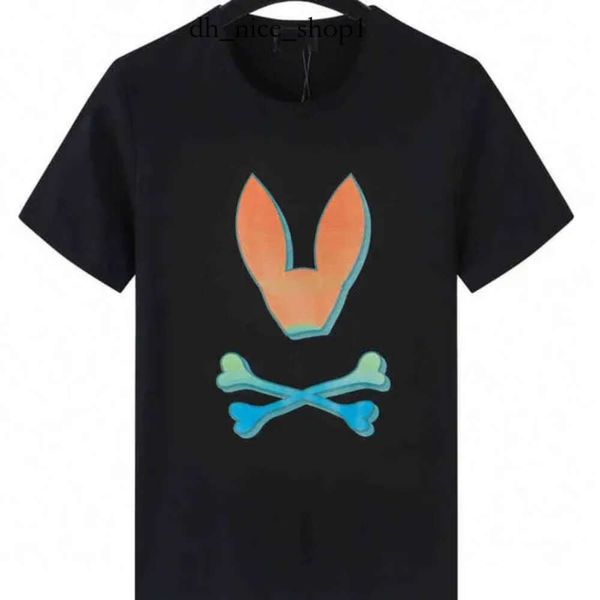 Physcho Bunny Tavşan Markası = T-Shirts Kafatası Deseni Üst Pamuk O yaka Kısa Kol = Baskı Hayalet Tavşan Polo Gömlek Yaz Tee Lüks Tasarımcı Yarım Kollu 4797