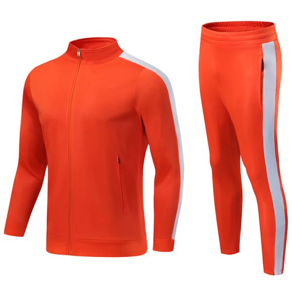 Sets/Anzüge Halloween Kostüm Erwachsene Jungen Orange Tracksuit Sets Full Reißverschluss Kinder Fußball -Sets Männliche Halloween -Trails -Auflagen Jogging Sports Wear