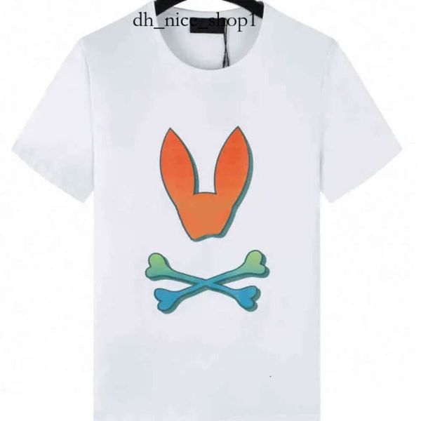 Physcho Bunny Rabbit Brand = T-shirt Modello del cranio Top Cotton O-Neck Short Sleeve = Stampa Ghost Rabbit Polo Shirt Summer Tee Luxury Designer Mici maniche 7720