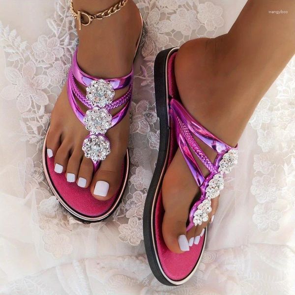 Scarpe casual Flip di decorazioni floreali da donna Flip - Elegante scivolo dell'estate per usura della spiaggia all'aperto