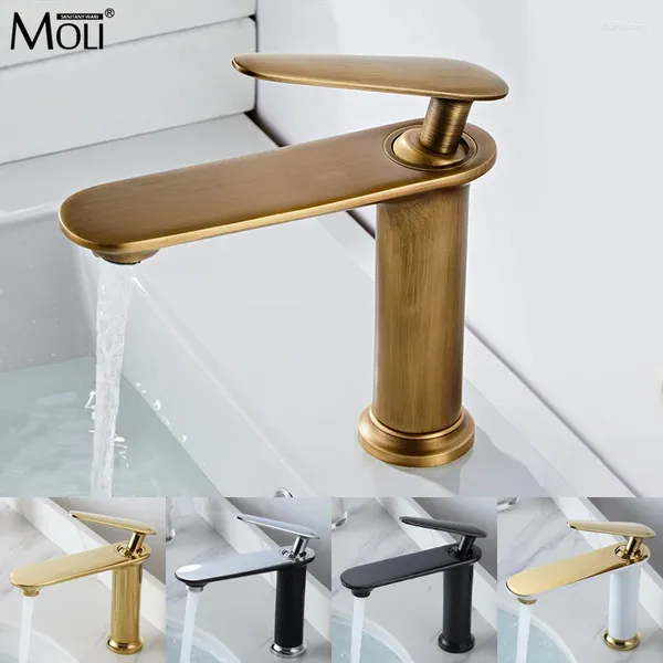 Rubinetti del lavandino da bagno in ottone in ottone bronzo singolo manico singolo antico oro nero mixer bacino tap robinet bagno freddo acqua