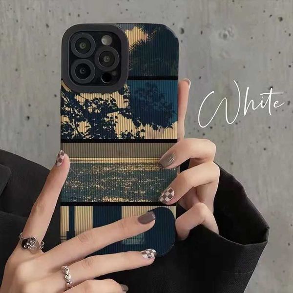 Case di telefonia cellulare Art Sea Telefono Custodia adatta per iPhone 14 13 Pro Max 11 12 Pro 7 8 Plus XS MAX XR Shock che assorbiva Strisce Soft Shell Cover J240426