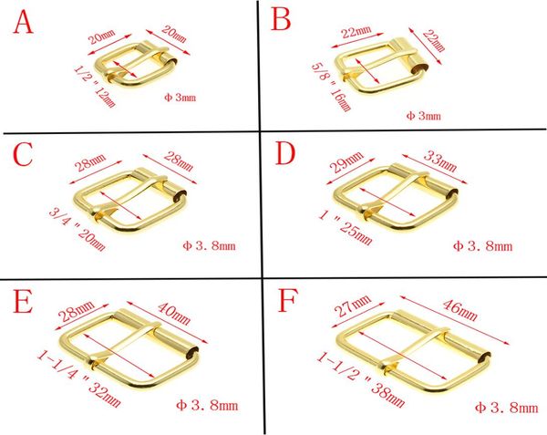 50pcslot Gold Metal Wire formou meio único fivelas de correia de rolo para sapato de calça de bolsa de manuseio Reparação de couro de couro de couro DIY D4133389