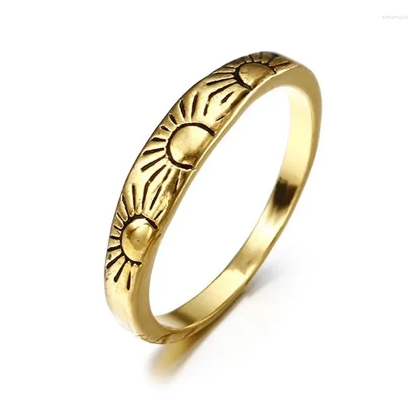 Cluster Ringe Fashion Gold Gold Plated Small Sun Ring Charme Frauen Engagement Jubiläum Schmuck Hochzeitsfeier Geburtstagsgeschenk