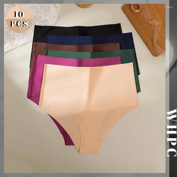 Kadın Panties 10 PCS Yüksek Bel Set Buz İpek Kiti 10 Parça Toptan Kadın Dikişsiz Kılavuzlar Çok Üniteler