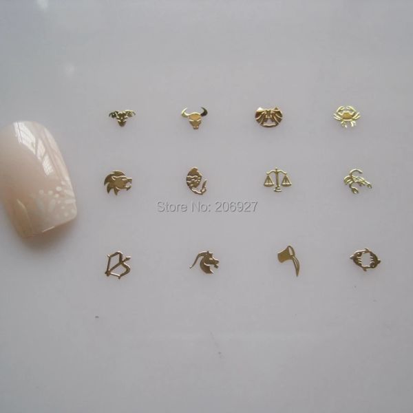 Decorazioni 100pcs/borsa 12 borse oro 12 Constellation nail art deco adesivo metallo nail art deco