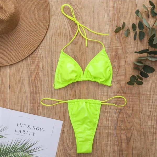 Kadın Mayo Kadınlar Parlak Mikro String Bikini Mayo Lingerie G-string seti