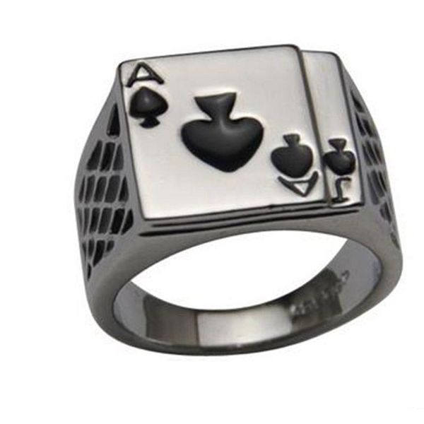 Bandringe Herren Schmuck klobig schwarze Emaille Spaten coole Pokerring für Männer Drop Lieferung Dheks