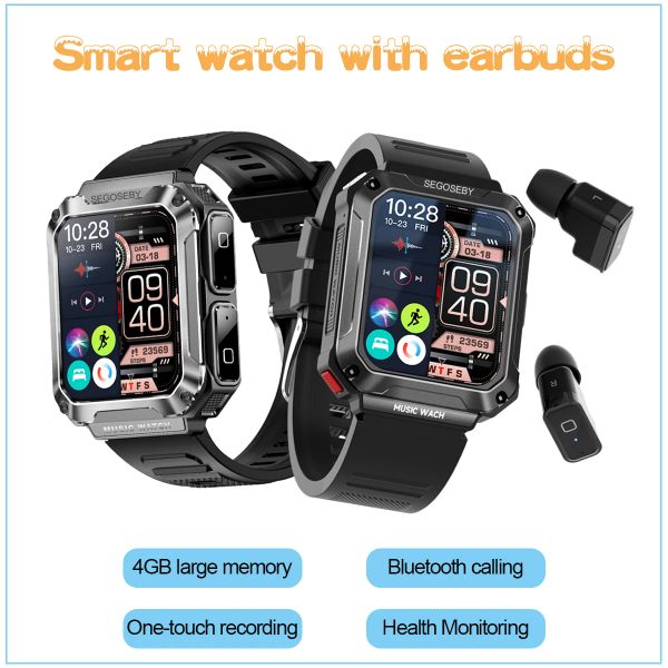 Orologi T93 Smart Watch con auricolari 3 in 1 Fitness Tracker da 1,96 