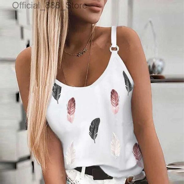 Tank da donna camis Casual Feather Stampa canotte slessanti Tops Pattern Fashion Off spalla Summer T-shirt S-5xl gilet D240427