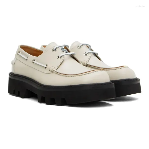 Scarpe casual uomini piattaforma con spola spessa Maresini bianchi Wedding Formale Business Slip-On Aumenta