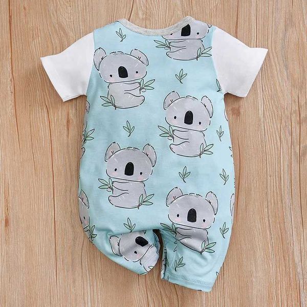 Rompers Roupas de bebê menino menino coala impressão de macacão de salto curto Macacão de mangas curtas de 0 a 18 meses de idade e criança de pijamas de pm pijamas all-in-one setl24f