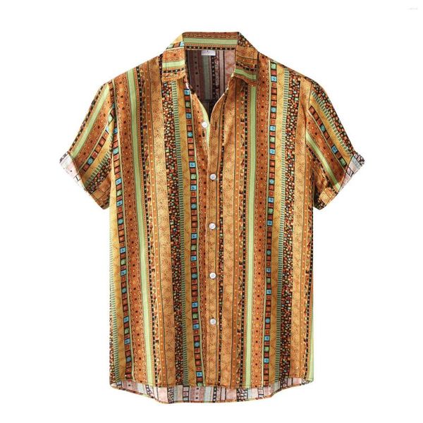 Camicie casual maschile da uomo Shirt floreale a maniche corte girare bottone a corto di camicette estate hawaiane per uomo top sottili da spiaggia