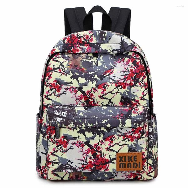Backpack Original School Saco para meninas adolescentes Mulher Mulher Durável Floral Macks Estilo Chinês Laptop de 14 polegadas Bagpack Mochila