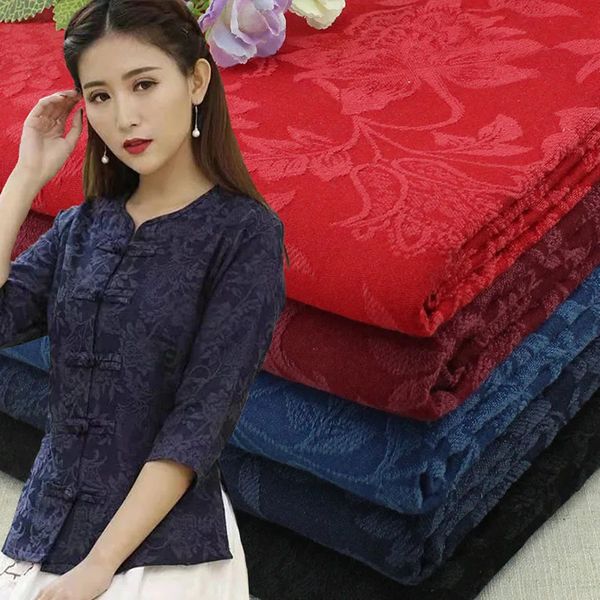 Mode Cotton Jacquard Stoff am Messgerät für Kleidungskleider Jacken Hosen Cheongsam nähen weich blau dicker stoff winter 240422