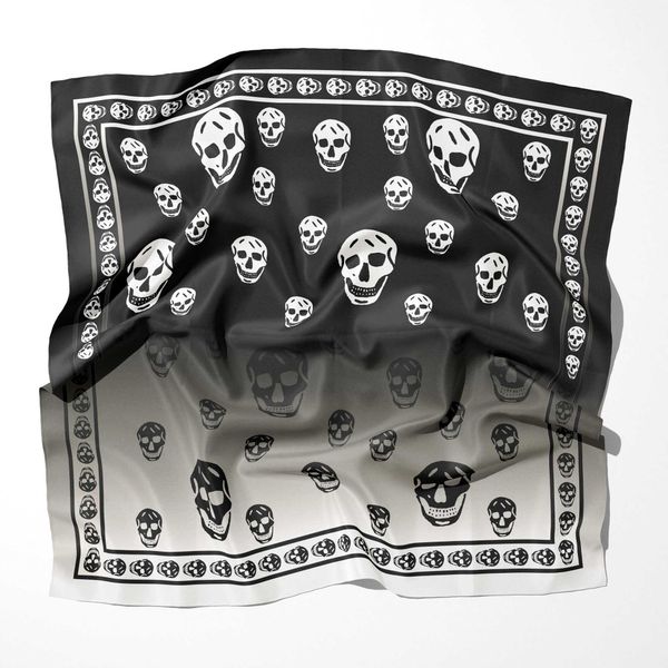 Bandanas Durag Support -Anpassung von 2022 Spring Womens Polyester Chiffon Granit Gradienten Schädel Druckkragen Krawatte Haarzubehör 240426