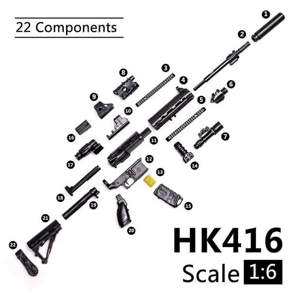 3D головоломки 1 6 PUBG M416 HK416 Сборка винтовки Модель модели оружия Сборка схемы загадки здание Bricksl2404