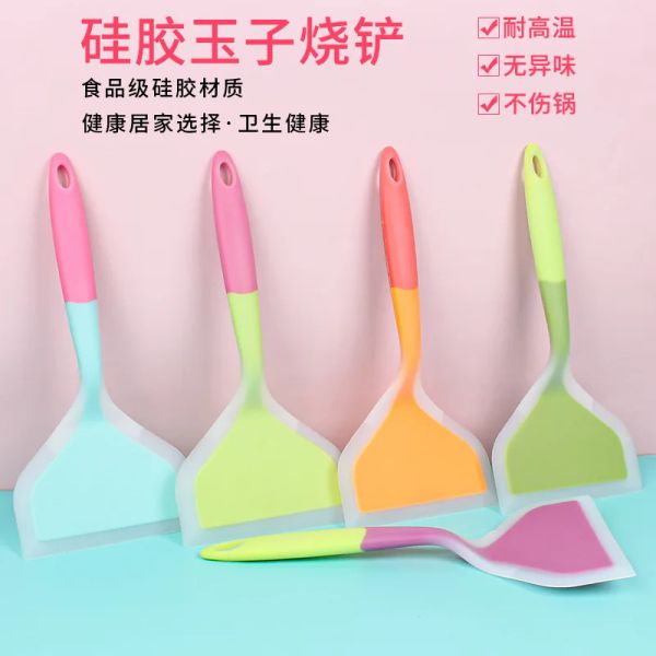 Utensílios de silicone transparente twocolor silicone largo frigideira spatula semitransparente jade cozinha utensílios de cozinha espátula