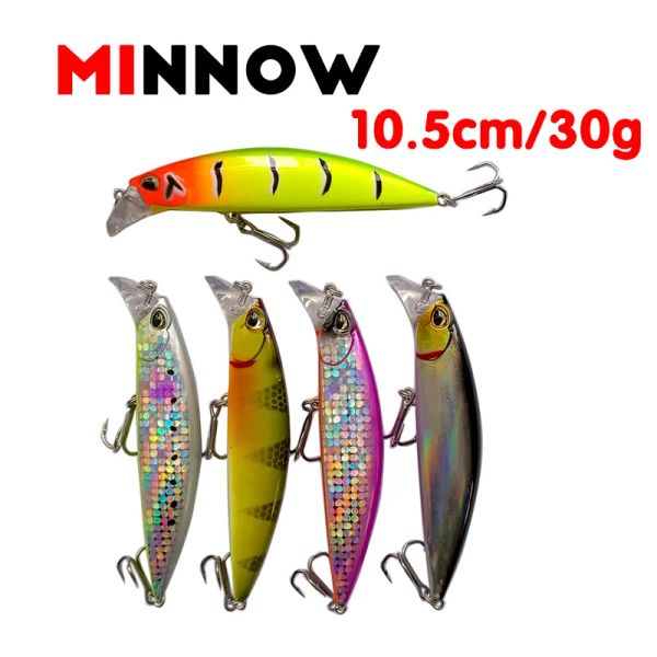 Аксессуары 1pcs Minnow Fishing Pelles 10,5 см 30 г рыбалки жесткая приманка 5 Цветов Crankbaits Isca Искусственная приманка Pesca Sea Wobbler плавание приманки