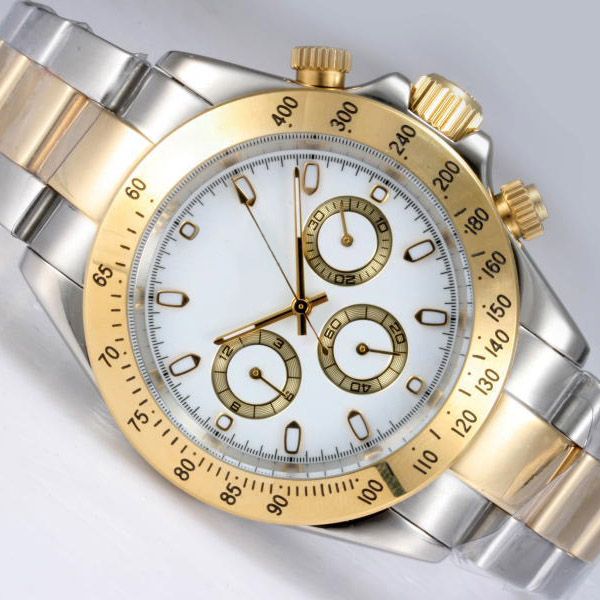 Gold Watch Man Watch Luxury Watch Man Automatic Two Tone mit weißem Zifferblatt Tag Monat Military Time Dials Paar Uhr 40mm Designer Watch hochwertige Uhr With Box