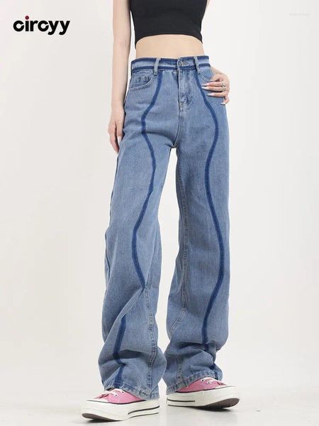 Frauen Jeans Baggy Women Hohe Tailled Spleiß Designer 2024 Knopf Denimhose Schlankes weites Bein lose Hosen Spring Streetwear