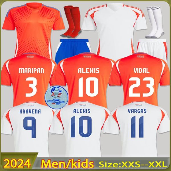 2024 Chile Soccer Jersey Nationalmannschaft Alexis Vidal Zamorano Vargas Medel Shirts Männer Fußball Hemd Kinder Kit Kit