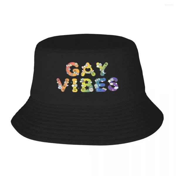 Berets Gay Vibes Just Words LGBTQ SET Bucket Hats Panama Hat Дети Боб осенний рыбак летний пляжный унисекс