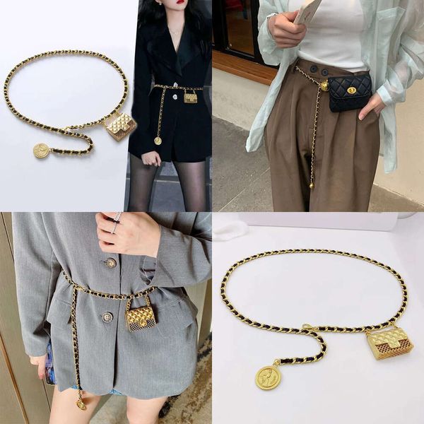 Designer di gioielli Fashion Vintage Cintura femminile Mini Borsa per cinture a catena in oro lungo oro per accessorio per donna con qualità originale della scatola