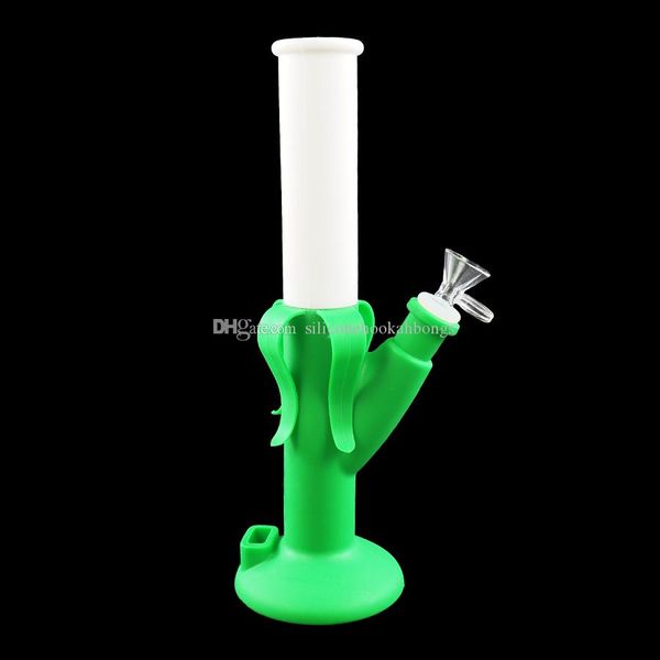 Smoke Shop Smoke Accessoire Zigarette Flexible Heißwasserrohr Tabak Rauchrohre Glas Bong Shisha Shisha Silicon mit Glasschalen Wachs 2 Farben