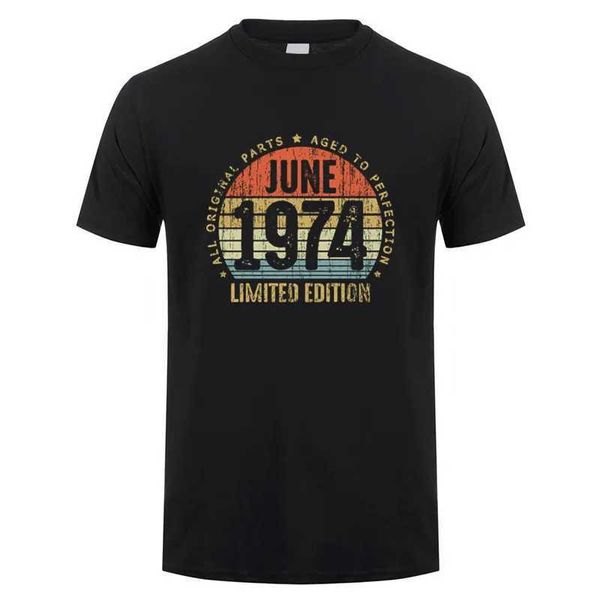T-shirts masculinos feitos em abril de abril de 1974 Camiseta curta nascida em março de outubro de novembro Ry Mês de 1974 Tops Presente de aniversário Tee SD-004 J240426