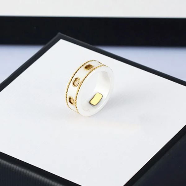 Anello di lusso di alta qualità per uomo donna con chip ad accessorio in ceramica in ceramica 18k anelli bianchi neri in argento oro.