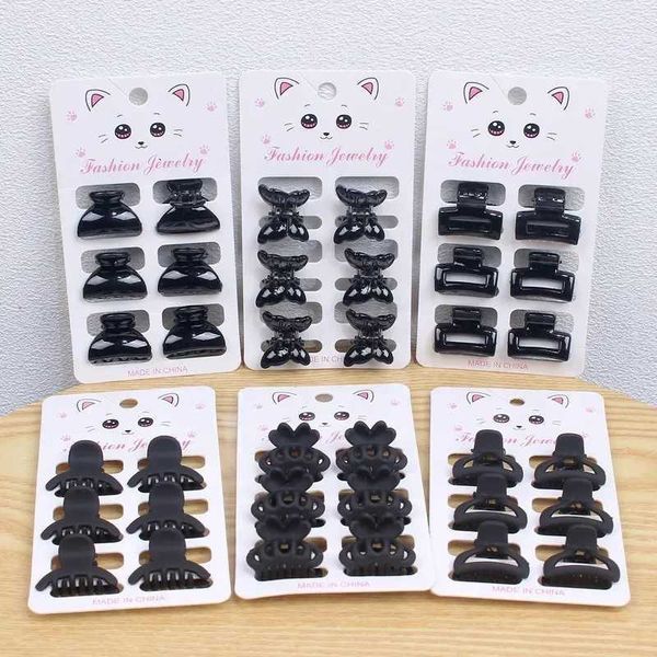 Clipes de cabelo Barrettes 6 peças/conjunto de mini clipes de pega de tamanho pequeno para peças de arte de cabelo quebrado simples feminino.Black Girls de tecido frontal com franja ao lado