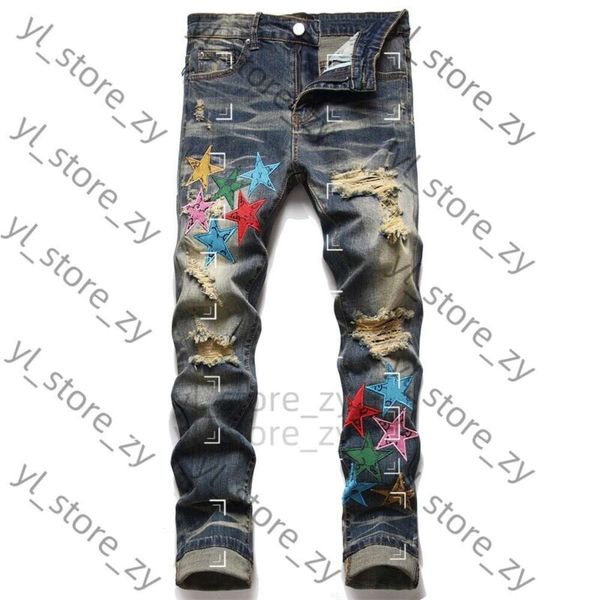 Jeans jeans jeans designer jeans jeans elastici ad angoscia jeans cromo jeans strappato slim fit motociclette motociclista in jeans per uomo moda nero 4050