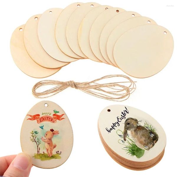 Decorazione per feste 80-100 mm in legno naturale Pasqua Pasqua Ornament Tag Hanging Tag Scrapbooking Blank Unfinished Blank