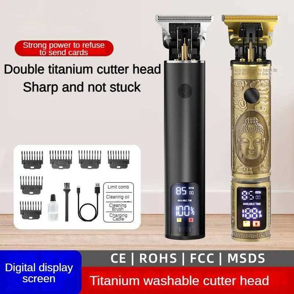 Haarschneider Elektrischer Haar Clipper Trimmer Retro Rasierer Schädel Rasiermaschine Dual Titanium Waschbarer Blade 0,1 mm 15 mal Q240427