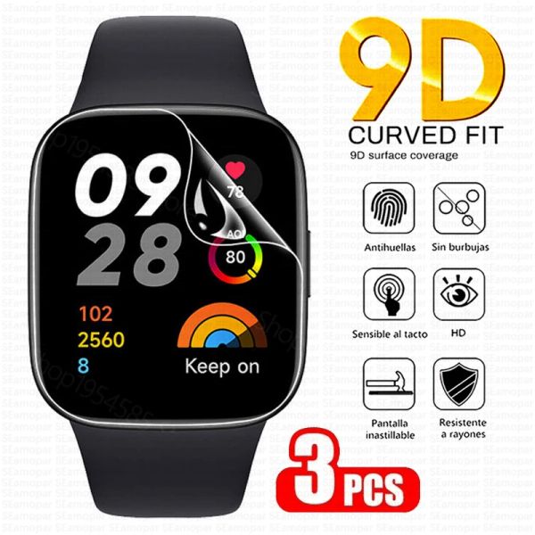 Geräte 3pc 9d gebogene weiche Hydrogelfilm für Redmi Watch 2 3 Lite Active Screen Protector für Xiaomi Mi Watch Lite Color 2019 Poco Watch