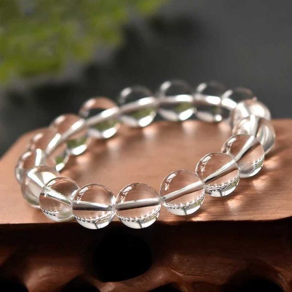 Bracciale perle in cristallo di pietra naturale in perline per la moda WOMENS Spiritual White Transparent Quartz Round Chain Summer Jewelry Gift