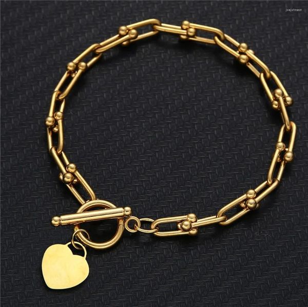 Charm Armbänder Edelstahl U -Kettenherzherzschalter Armband für Frauen Geburtstagsgeschenk Valentine#39; s Tag