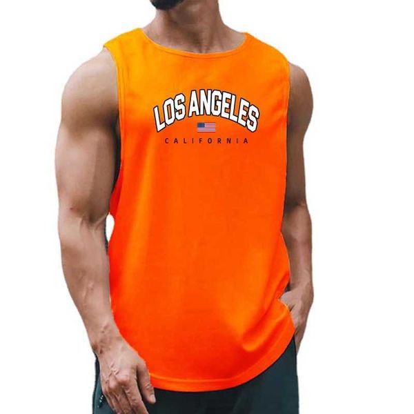 Herren -Tanktops Los Angeles Kalifornien USA City New Fashion Sportsweste Schnell getrocknetes Muskelweste Mesh Gymnastik Kleidung Basketball Shirt2404