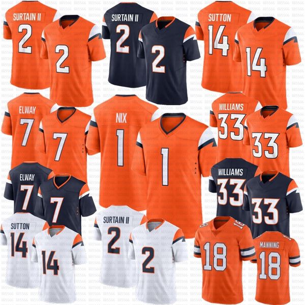 2024 New Bo Nix Javonte Williams Football Jersey Patrick Surtain II Джон Элвей Пейтон Мэннинг Кортленд Саттон Джерси