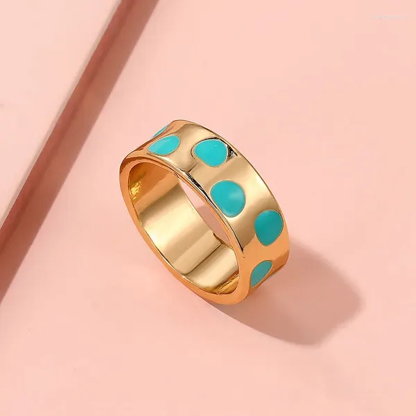 Küme halkaları mizaç rengi damlayan yağ yüzüğü geometrik yaratıcı polka nokta kadınlar için vintage mücevher anillos dorados para mujer 2024