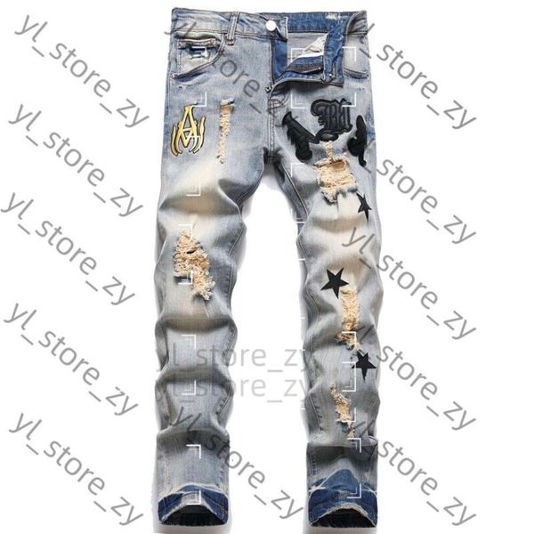 Jeans cromee jeans designer jeans jeans elastici ad angoscia jeans cromio cromati strappato slim fit motociclette motociclista in denim per uomini moda nero 3246