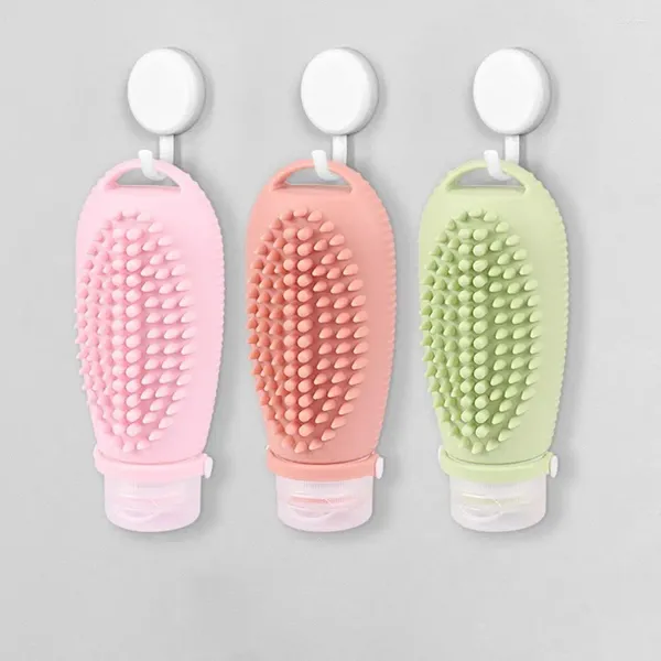 Garrafas de armazenamento loção à prova de vazamento Dispensação de garrafa suave Viagem Viagem Silicone Massage Brush Tubo Recilável