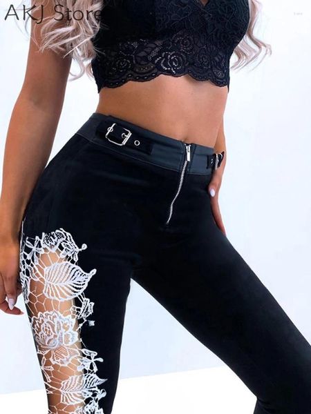 Calça feminina feminino ilhas fascinadas de renda de renda