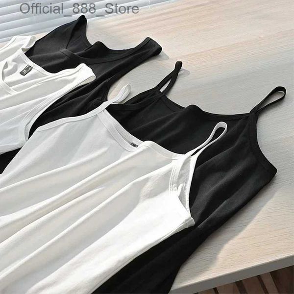 Женские танки Camis Женщины Camisoles Summer Girl Sexy Best Cotton Slless Thin Camisole Vest Solid Top Simple Base Tops Fe D240427