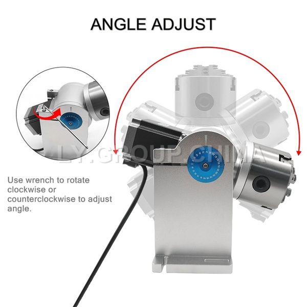 Máquina de marcação de gravura a laser de fibra Use Professional Ly D100 3 Garras Eixo rotativo 80mm 100mm máximo de versão curta/alta opcional