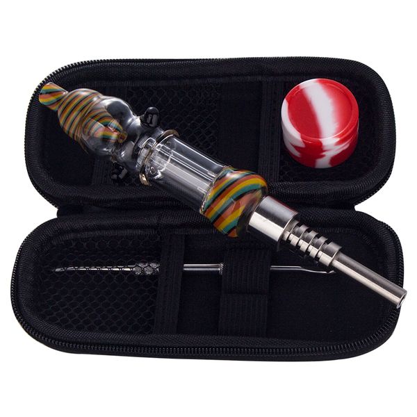 Healthy_Cigarette NC101 Ziehfarbene Farbdab Rigglas Bong Rauchpfeifen Beutel Set 510 Titankeramik Quarz Nagel Verschüttete Wassergekühlter Bubbler Dabber Tool